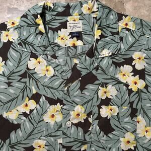 J Crew Shirt Mens Large Camp Loop Collar Floral Hawaiian Short Sleeve Cotton